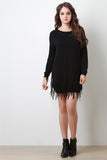 Suede Fringe Sweater Dress