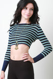 Shimmer Striped Long Sleeve Crop Top