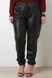 Solid Faux Drawstring Jogger Pants