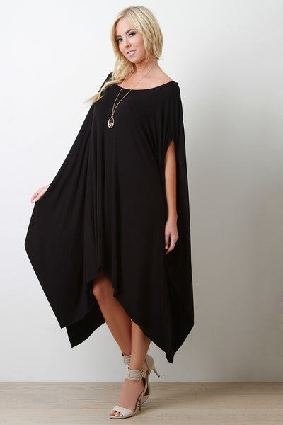 Solid Color Handkerchief Poncho Dress