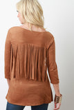 Fringe Yoke Suede Top