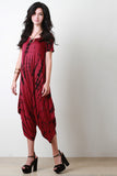 Streak Dye Short Sleeve Harem Jumpsuit