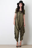 Streak Dye Short Sleeve Harem Jumpsuit