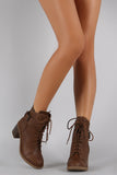 Wild Diva Lounge Curved Topline Side Buckle Combat Ankle Boots