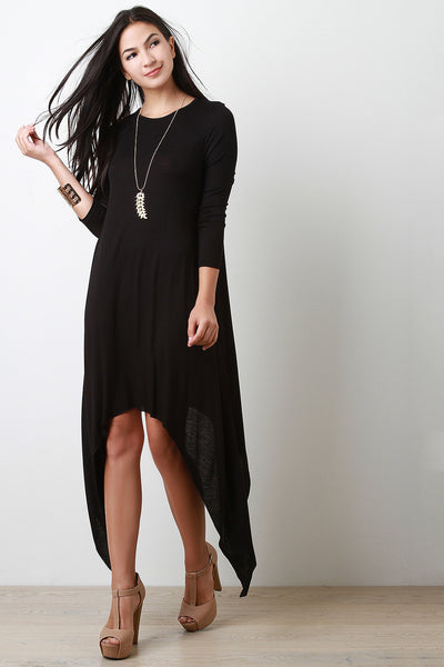 Long Sleeve Sharkbite Midi Dress