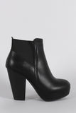 Wild Diva Lounge Elastic Gores Platform Chunky Heeled Booties