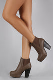 Wild Diva Lounge Elastic Gores Platform Chunky Heeled Booties