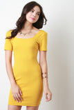 U-Neck Short Sleeve Bodycon Dress