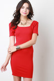 U-Neck Short Sleeve Bodycon Dress