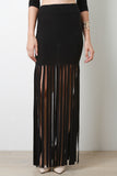 Fringe Accent Maxi Skirt