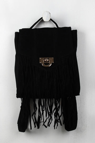 Suede Fringe Backpack