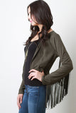 Vegan Suede Fringe Arm Jacket