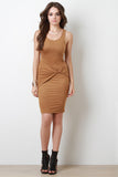 Twist Front Suede Midi Dress