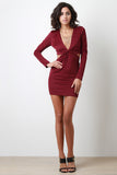 Twisted Front Long Sleeve Mini Dress