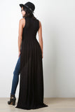 High-Low Sleeveless Mock-Neck Maxi Top