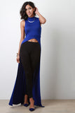 High-Low Sleeveless Mock-Neck Maxi Top