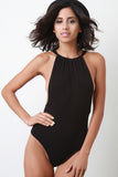 Scooped Sides Ruched Neck Bodysuit