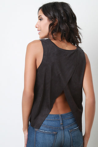 Tulip Back Suede Sleeveless Top