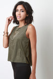 Tulip Back Suede Sleeveless Top