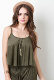 Vegan Suede Flowy Cami Crop Top