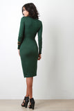 Turtleneck Long Sleeve Midi Dress