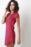 Vegan Suede Round Hem Dress