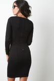 Button V-Neck Long Sleeve Dress