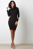 Rib Knit Turtleneck Long Sleeve Dress