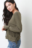 Fringe Long Dolman Sleeves Top