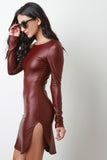 Vegan Leather Long Sleeve Mini Dress