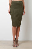 Vegan Suede Midi Pencil Skirt