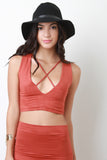 Suede Strappy Sleeveless Crop Top