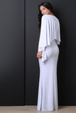 Deep V-Neck Cape Maxi Dress