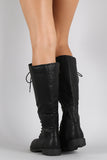 Lace Up Flat Knee High Combat Boot