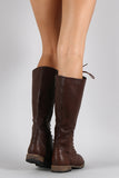 Lace Up Flat Knee High Combat Boot