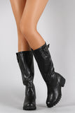 Bamboo Buckle Round Toe Riding Knee High Boot