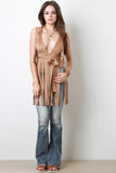 Plunging V-neck Suede Fringe Top