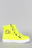 Liliana Neon Zipper Chain High Top Lace Up Sneaker