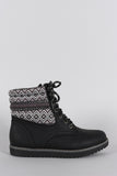 Liliana Fair Isle Fleece Lace Up Flat Booties