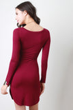 Jersey Knit Long Sleeve Mini Dress