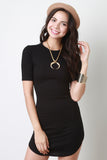 Rib Knit Short Sleeve Mini Dress