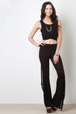 Jersey Knit Side Fringe Flared Bottom Pants