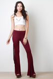 Jersey Knit Side Fringe Flared Bottom Pants