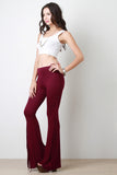 Jersey Knit Side Fringe Flared Bottom Pants