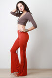 Jersey Knit Side Fringe Flared Bottom Pants