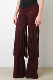 Suede Fringe Flared Bottom Pants