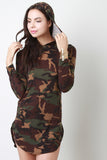 Camouflage Long Sleeve Hoodie Dress