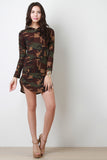 Camouflage Long Sleeve Hoodie Dress