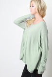 V-Neck Long Sleeved Trapeze High-Low Top