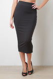 Ribbed Snap Button Up Midi Skirt